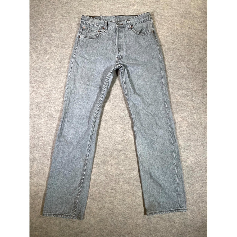 Levi's 501 Jeans Men's 32x32 Gray Denim Cotton Preppy Mid Rise Straight Leg
